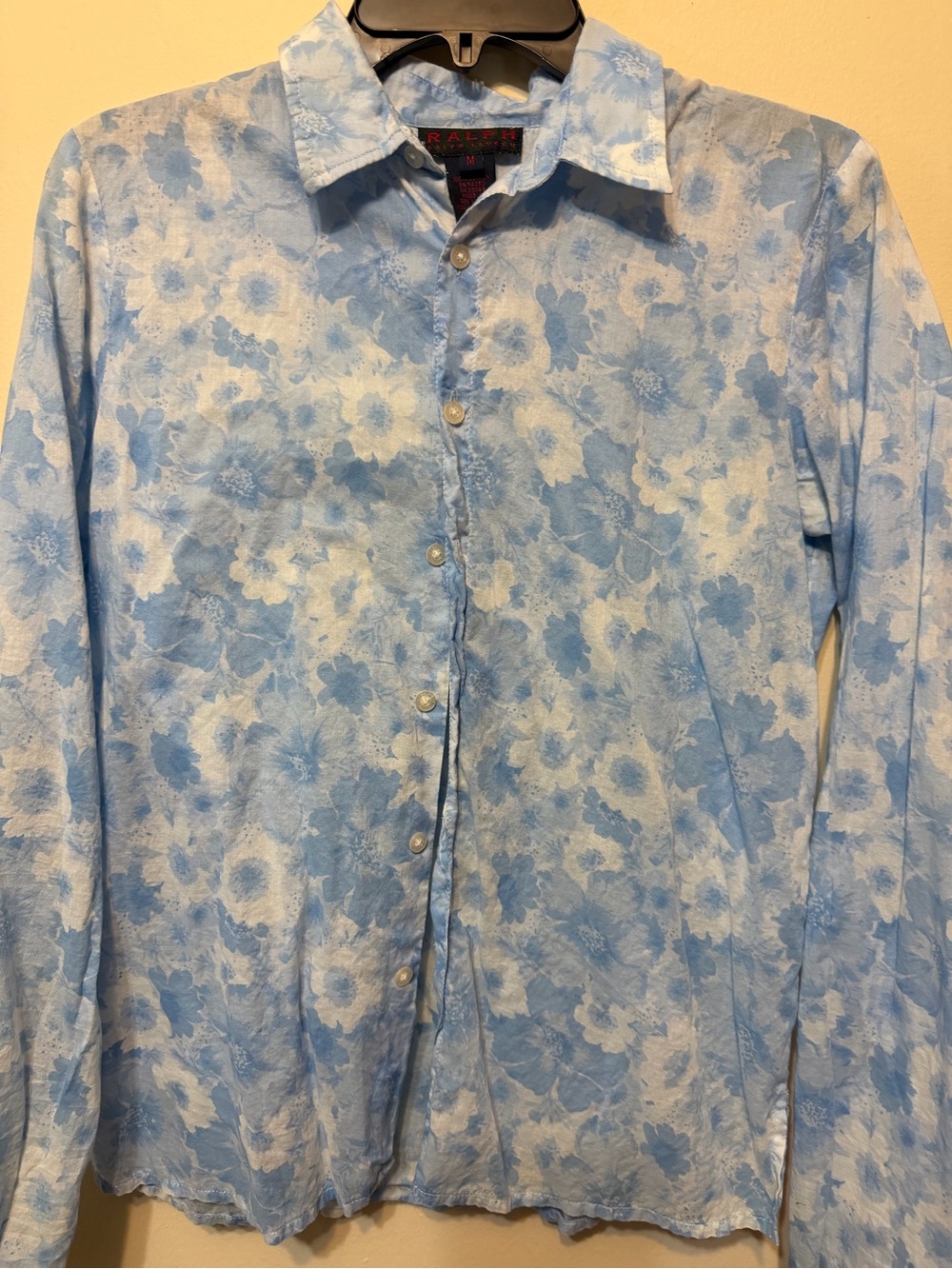 Ralph Lauren Blue and White Floral Button-Down Shirt